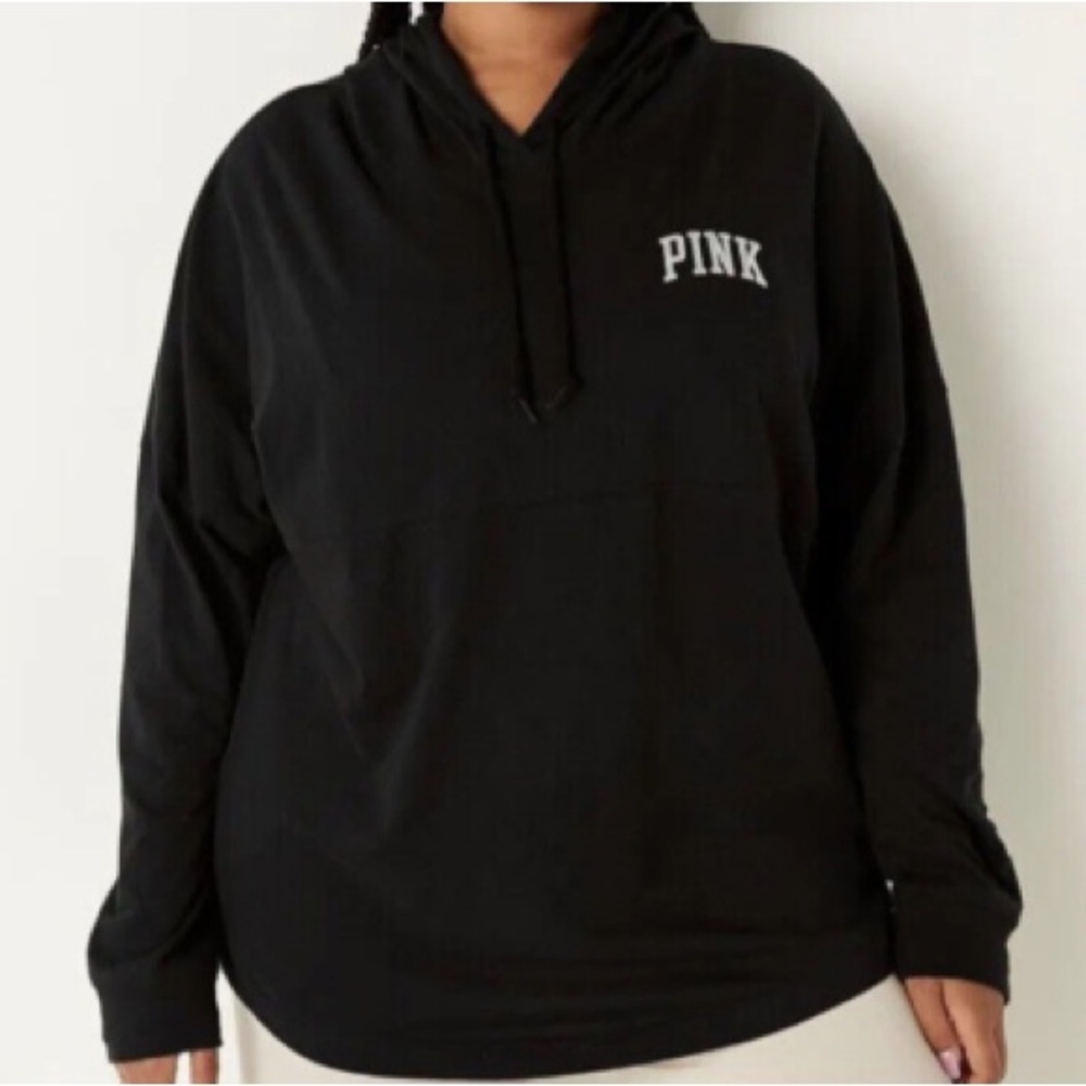 PINK Victoria's Secret Black Pullover Hoodie with Chest Logo